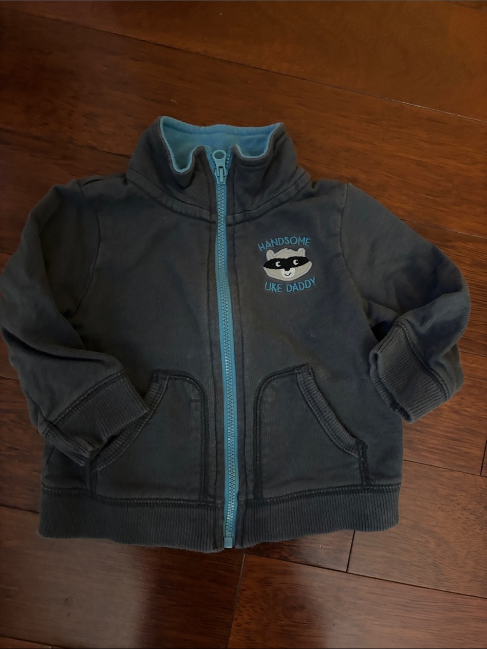 Baby Zip-Up Jacket - Gray with Blue Trim